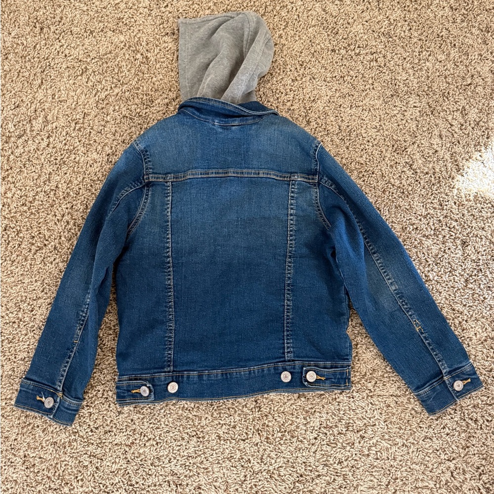 Old Navy Denim Jacket with Gray Hood - Picture 2 of 3